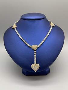 สร้อยคอเซ็กซี่แบบห่วงโซ่เทนนิสรูปหัวใจประดับเพชรเทียมรูปหัวใจประดับเพชรเทียมขนาดเล็ก - Product Image 2