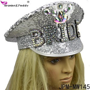 <span class=keywords><strong>Cappello</strong></span> da <span class=keywords><strong>Capitano</strong></span> Argento Scintillante con Paillettes per Addii al Nubilato e Matrimoni all'Aperto della Fabbrica Manwu - Product Image 2