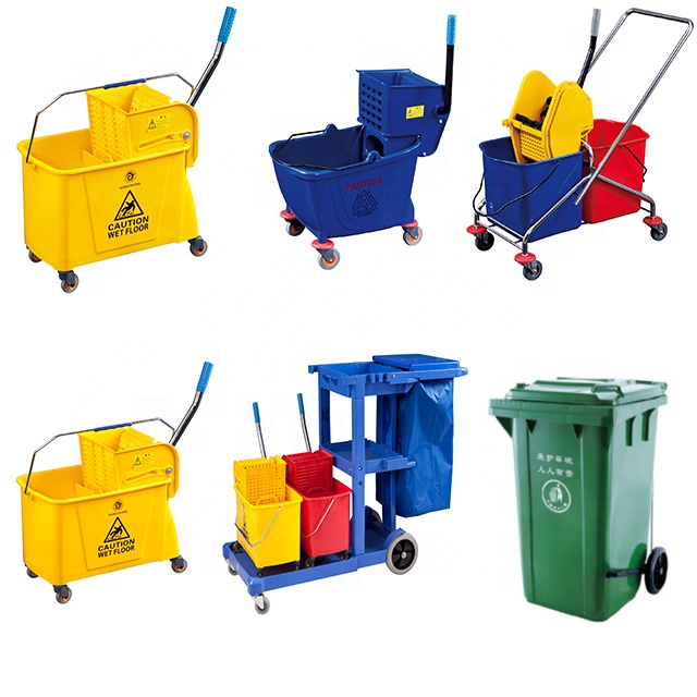 Frame Cleaning Trolley Mop Bucket with Wringer Hot Selling Commercial Heavy Duty Metal BUCKETS Plastic Industrial Bucket NO Fold