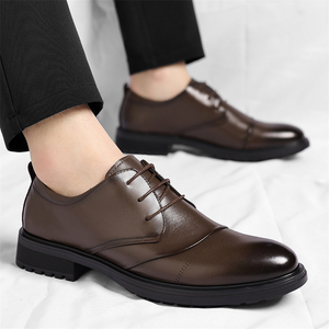 Zapatos Deportivos de Cuero para Hombre, Modernos, Formales, Estilo Británico, Transpirables, con Aumento de Altura Interior, Zapatos Deportivos Redondos para Hombre - Product Image 5