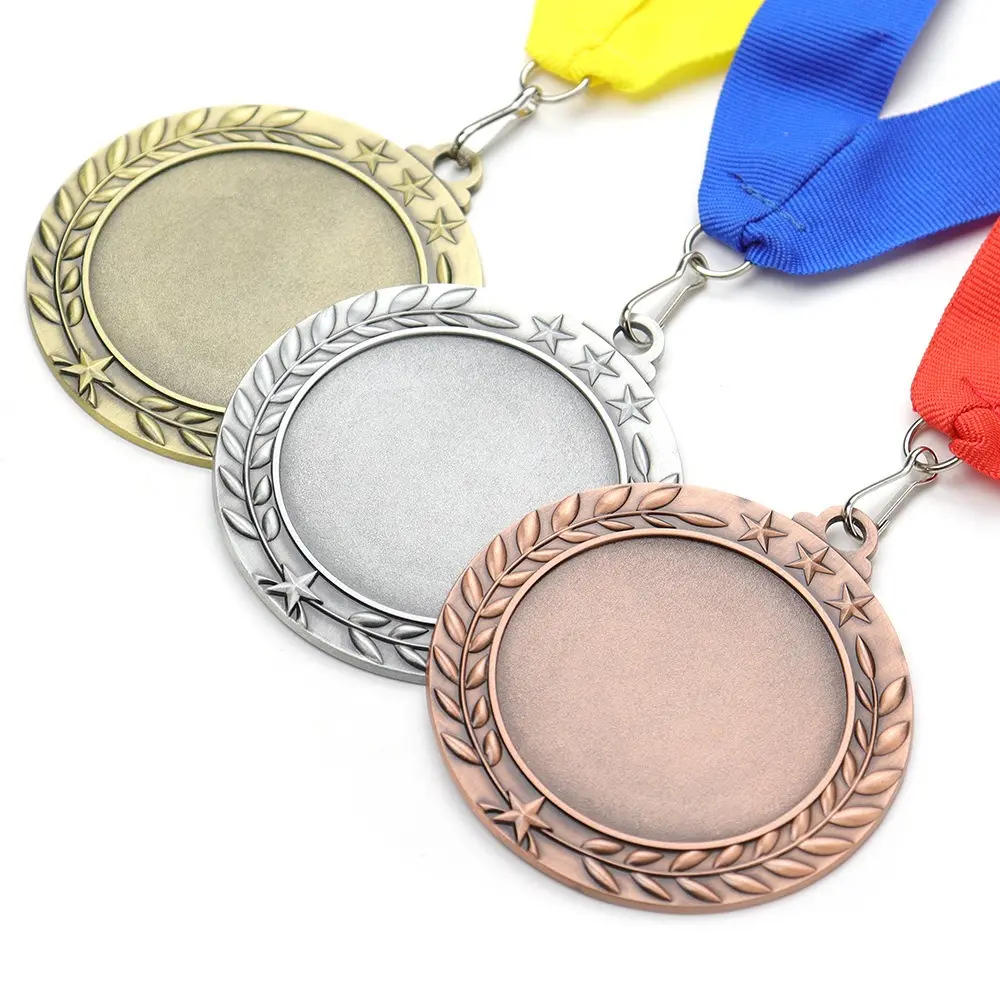 wholesale custom 3d Die casting blank gold silver bronze sport awards medals and ribbons