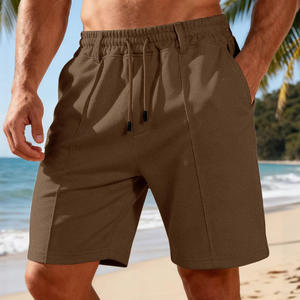 Shorts de sport d'été pour hommes, amples et décontractés, avec cordon de serrage, pour la plage, en mélange de polyester micro-élastique, pour la course, beige, gris, vert - Product Image 2