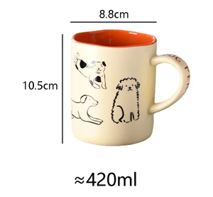 Hot Style 420ml Cat Dog Couple Cartoon <b>Heat</b> Resistant <b>Microwave</b> Porcelain Mug Hand Painted Dishwasher Safe Customizable Business - Product Image 3