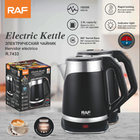 Bouilloire électrique RAF R.7433 1500W 2,5L, ébullition rapide, voyant lumineux, base pivotante à 360 degrés pour le thé, le café et l'eau chaude