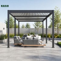 Système de toit à lamelles motorisé bioclimatique de luxe sur mesure, nouveau design, pergola en aluminium motorisée pour villa et patio