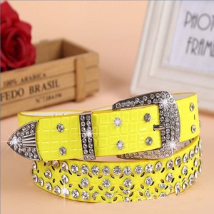 Alta calidad 3,3 cm 1,3 "ancho aleación de zinc PU cuero Metal Rhinestone cristal diamante estilos cinturón para mujer - Product Image 4