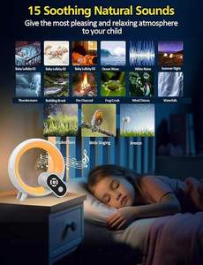 โคมไฟนอนหลับ Smart Baby White Noise พร้อมไฟ LED สร้างบรรยากาศสีสัน สำหรับห้องนอนเด็กและโต๊ะข้างเตียง - Product Image 2
