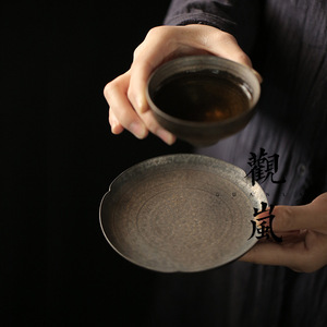 Handmade Stoneware Coaster Round <b>Tea</b> Tray For Kung Fu <b>Tea</b> <b>Set</b> Dehua Ceramic Water Storage Dry Brewing Tray - Product Image 1
