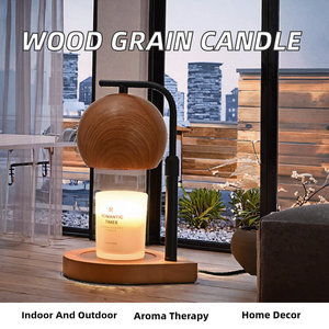 Modern Wood Grain Aromatherapy Candle Warmer Lamp French Mid-Century Cream Style Electric <b>Wax</b> <b>Melt</b> Burner Dimmer Home Decor Gift - Product Image 2