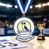 Médaille personnalisée en alliage de zinc émaillé, durable, imprimée UV, motif chien, pour concours canin, cadeau, en matériau écologique
