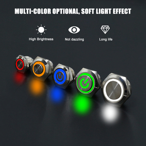 Chyf 12/16/19/22mm không thấm nước <span class=keywords><strong>IP67</strong></span> thép không gỉ Nút chuyển đổi momentary latching illuminate LED Flat Head đẩy nút chuyển đổi - Product Image 6