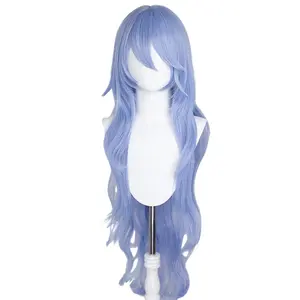 Perruque Anime pour Cosplay Femmes Perruque Longue Fibre Haute Température Perruque Synthétique pour Comic Con Fancy Party Props (Bleu)