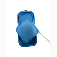 Bol pliable multifonctionnel, couleur personnalisable, pour nourriture et eau pour chiens et chats, bleu