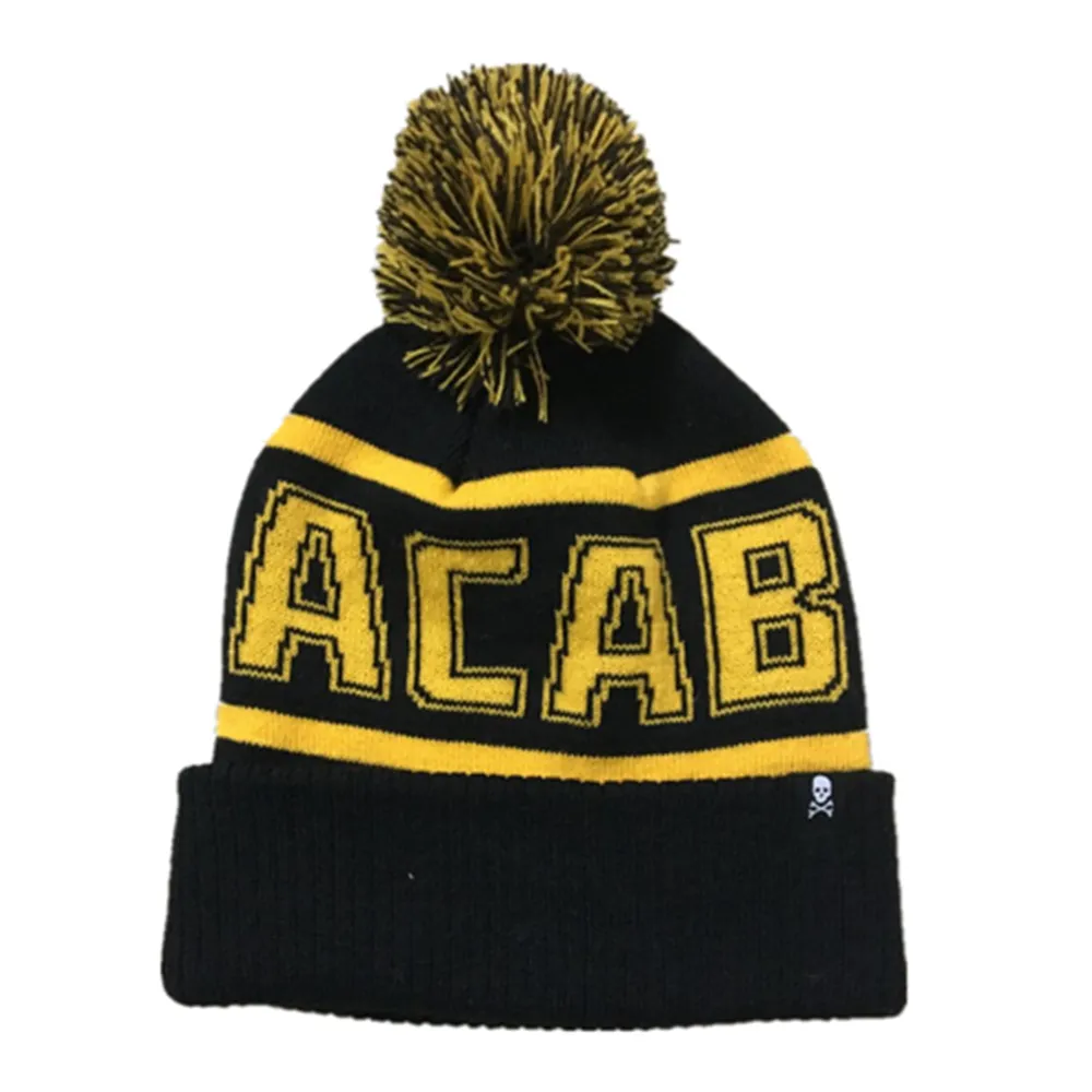 Atacado projetar seu próprio bordado logotipo etiqueta tecida acrílico beanie chapéu/gorro malha no chapéu do inverno