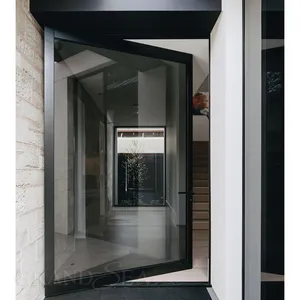 Düşük fiyat modern pivot güvenlik giriş kapı uzaktan kumandası yüksek kaliteli büyük açık alüminyum pivot cam dış kapı