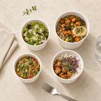 Bols à salade en papier multi-tailles 650ml 780ml 850ml 1000ml avec couvercle universel pour la restauration et l'emballage alimentaire à emporter