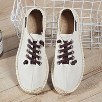Espadrilles basses en toile pour hommes, semelle plate en caoutchouc, couleur unie, souples et respirantes, pour le quotidien, printemps-été, vente en gros