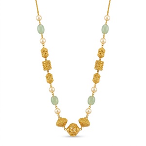 Collar Mala de Plata 925 con Perlas Antiguas y Piedras Verdes, Joyería de Diseño Étnico Tradicional con Cadena Larga para Mujer - Product Image 4