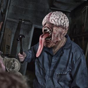 Biochemical <strong>Zombie</strong> Mask Horror Party Scary Latex Mask Long Tongue <strong>Brain</strong> Burst for Halloween and Christmas - Product Image 3