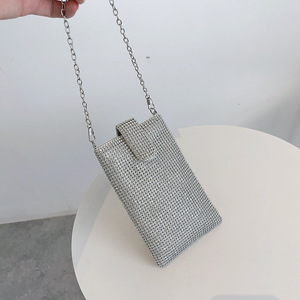 Sac de soirée mini bandoulière pour femme, orné de diamants, sac à main de luxe scintillant entièrement en strass pour téléphone - Product Image 4