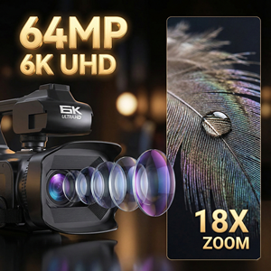 กล้องวิดีโอคุณภาพสูงแบบขายส่ง ความละเอียด 12MP 6K ซูมดิจิตอล 18 เท่า ภาพคมชัดระดับ Ultra HD พร้อมหน้าจอสัมผัสขนาด 4 นิ้ว ความจุ 16G - Product Image 2