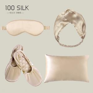 Luxury Sleep 4-Piece Set Silk <strong>Pillowcase</strong> Eye Mask Headscarf Slippers-Summer Casual ODM Styles Perfect Gift for Relaxation - Product Image 1