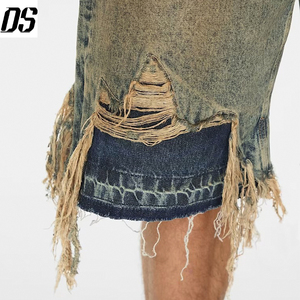 Nouvelle Arrivée <span class=keywords><strong>Short</strong></span> <span class=keywords><strong>en</strong></span> Jean Rétro Délavé Effet Usé Coupe Droite Ample et Déchiré pour Homme Taille Moyenne - Product Image 6