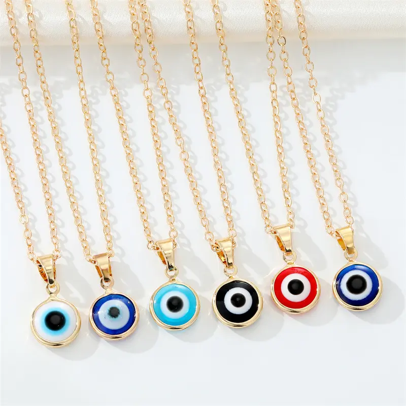 Drop Shipping, Hot Sale Trendy Gold Plated Devil Eyes Necklace Blue Evil Eyes Pendant Necklace For Women