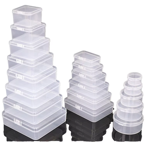 OEM organizador de cosméticos PP caja de almacenamiento portátil transparente contenedor de embalaje plano pequeño de plástico cuadrado rectangular caja redonda - Product Image 1