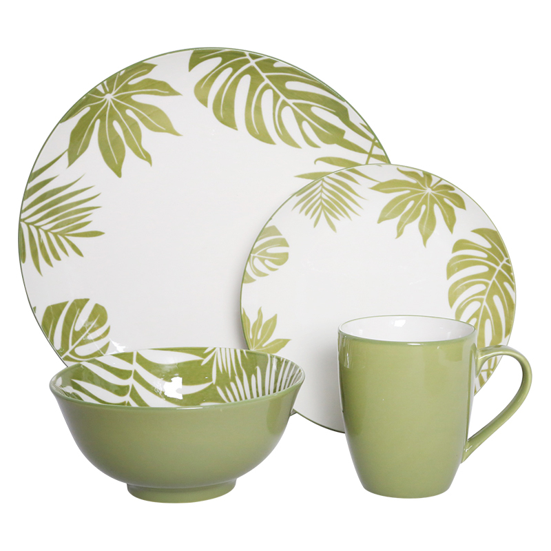 Vaisselle de feuille de jungle verte