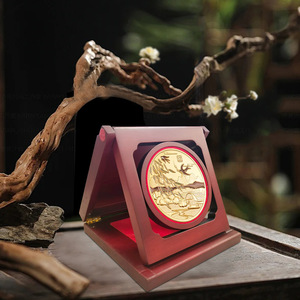 Caja de Exhibición para Monedas Conmemorativas, Madera Maciza MDF, Regalo Personalizado, Almacenamiento Artesanal, Cuadrada, 31mm - Product Image 2