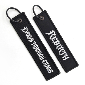 Llavero de <span class=keywords><strong>tela</strong></span> con parche bordado personalizado YYX, llavero para <span class=keywords><strong>coche</strong></span> con logotipo tejido, otros llaveros, productos chinos - Product Image 2