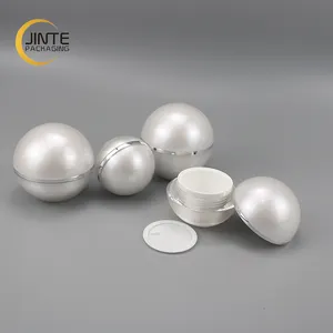 ריק לבן כדור בצורת אקריליק כפול קיר צנצנות כדור מיכל לפנים קרם קוסמטי אריזה