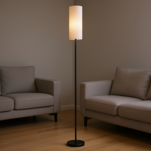 Lámpara de pie minimalista con control remoto, luz LED regulable sin escalones para sala de estar, pantalla de tela blanca, tamaño grande - Product Image 2