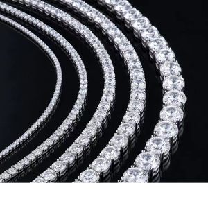 Precio de Collar de Moissanita Hip Hop de Plata de Ley 925 con incrustaciones de Moissanita de 2mm, 3mm, 4mm, tipo Cadena Tenis - Product Image 3