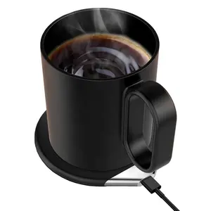 Tasse à café avec chargeur sans fil, ustensile, 2 en 1, décor chaud à affichage Constant, avec coussinet de chargement