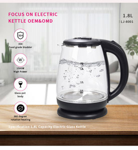 Bouilloire électrique en verre 2,0 L avec indicateur de niveau d'eau, anneau lumineux LED bleu, verre borosilicate, arrêt automatique, protection contre l'ébullition à sec, rotation à 360° ° Base OEM - Product Image 6