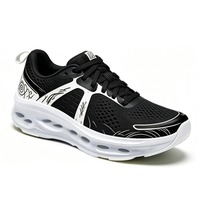 Zapatillas Deportivas para Hombre con Amortiguación de Aire, Diseño Graffiti en Blanco y Negro, Transpirables, de Malla, con Absorción de Impactos