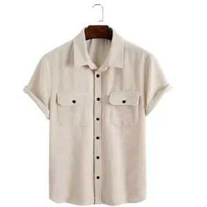 OEM Service New Arrival Mens Shirts Customized Corduroy Flap Pocket Button Front Mens Shirts Casual