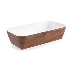 Ciotola rettangolare in legno con interno bianco per servire e conservare - Product Image 1
