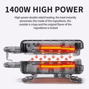 Machine à sandwichs électrique antiadhésive 800W pour gaufres, gâteaux, snacks et crêpes, avec double voyants lumineux, 6 tranches, pour le petit-déjeuner - Product Image 3