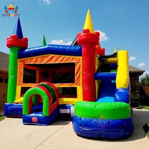 Château gonflable commercial en PVC avec toboggan et piscine, taille 5x6m, installation facile pour les fêtes - Product Image 1