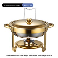 Plat à chafing de luxe en acier inoxydable doré, capacité 3L, chauffe-plats portable à vapeur, maintien au chaud 24 heures pour hôtels et restaurants