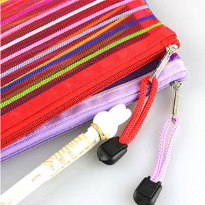 Hot Sale Durable Colorful Polyester Transparent Mesh Zipper Pouch Non-Deformation A6 Document Bag Zipper <b>File</b> Bag Office <b>Files</b> - Product Image 4