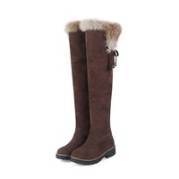 Bottes d'hiver pour femmes, style western, à talon bas, doublées de velours, à fermeture éclair/à lacets, grandes tailles, livraison directe