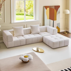 <span class=keywords><strong>Canapé</strong></span> d'angle compact une place, minimaliste, résistant aux taches, avec housse amovible, livré enroulé dans une boîte pour petit appartement - Product Image 2