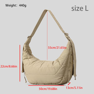Bolso de Hombro Tipo Hobo Acolchado de Nailon para Mujer, Gran Capacidad, Estilo Casual, Media Luna, Bandolera, Holgado, Moda Urbana, Resistente al Agua - Product Image 4