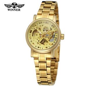 Reloj Automático de Lujo WINNER para Mujer, Elegante, Esqueleto, de Acero Inoxidable Dorado, 32 mm, Resistente al Agua, con Pantalla de Cristal - Product Image 1