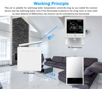Caldera de Gas Inteligente Tuya para Calefacción por Suelo Radiante, con Pantalla Táctil LCD RF 433, Control Remoto por Aplicación, Compatible con Alexa y Google