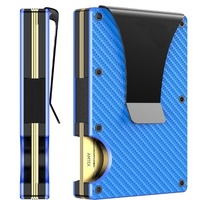 Porte-cartes RFID en aluminium tendance à motif fibre de carbone, anti-skimming, étui métallique pour cartes de crédit, boîte à cartes RFID, clip de protection pour cartes